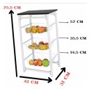 Ver imagem 3 de Fruteira de Chão Cozinha Metal/madeira com Suporte 3 Cestos Branco com Preto