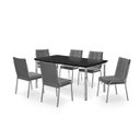 Ver imagem 2 de Conjunto Sala de Jantar Mesa Iza New Tampo MDF/Vidro 6 Cadeiras Natani New Cinza/Cromado