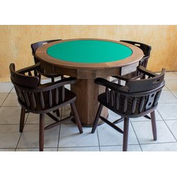 Mesa de Carteado com Gavetas e Porta Copos Vintage - 1,09x0,80 - com Xadrez - Verde - 3