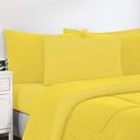 Ver imagem 2 de Kit Edredom + Jogo de Lençol 100% Algodão Gran Moratta 7 Peças Queen Amarelo-amarelo