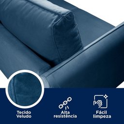 Conjunto Sofá  2 e 3 Lugares em Veludo CabeCasa MadeiraMadeira - 7
