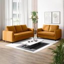 Ver imagem 2 de Conjunto Sofá com 2 e 3 Lugares em Veludo CabeCasa MadeiraOriginals