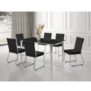 Ver imagem 1 de Conjunto Sala de Jantar Mesa Ortenia Tampo Vidro com 6 Cadeiras Dinah New Cinza/Cromado/Escuro