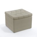 Ver imagem 3 de Kit 2 Poltronas Nina Rodapé e Capitonê com Puff Quasar Courino Bege Aradecor