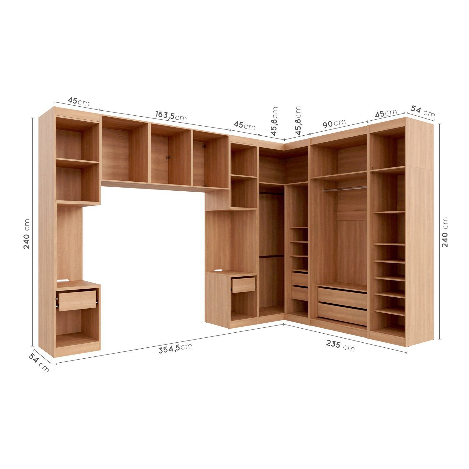 Guarda Roupa Modulado de Casal com Espelho 12 Portas 6 Peças e 2 Mesas de Cabeceira Hera CabeCasa MadeiraMadeira - 5