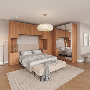 Guarda Roupa Modulado de Casal com Espelho 12 Portas e 2 Cabeceiras Hera CabeCasa MadeiraOriginals