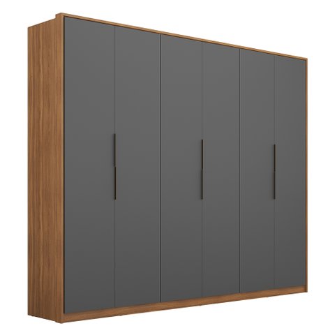 Guarda Roupa Casal 6 Portas 6 Gavetas Atrice D02 Amendola/Grafito - Mpozenato