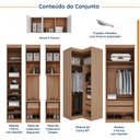 Ver imagem 3 de Guarda Roupa Modulado de Casal 12 Portas 6 Peças Espelho 2 Cabeceiras Hera CabeCasa MadeiraOriginals