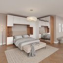 Ver imagem 1 de Guarda Roupa Modulado de Casal 12 Portas 6 Peças Espelho 2 Cabeceiras Hera CabeCasa MadeiraOriginals