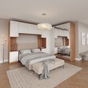 Ver imagem 2 de Guarda Roupa Modulado de Casal 12 Portas 6 Peças Espelho 2 Cabeceiras Hera CabeCasa MadeiraOriginals