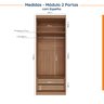 Guarda Roupa Modulado de Casal 12 Portas 6 Peças Espelho 2 Cabeceiras Hera CabeCasa MadeiraOriginals - 10
