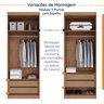 Guarda Roupa Modulado de Casal 12 Portas 6 Peças Espelho 2 Cabeceiras Hera CabeCasa MadeiraOriginals - 9