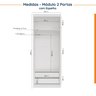 Guarda Roupa Modulado de Casal 12 Portas 6 Peças Espelho 2 Cabeceiras Hera CabeCasa MadeiraOriginals - 10