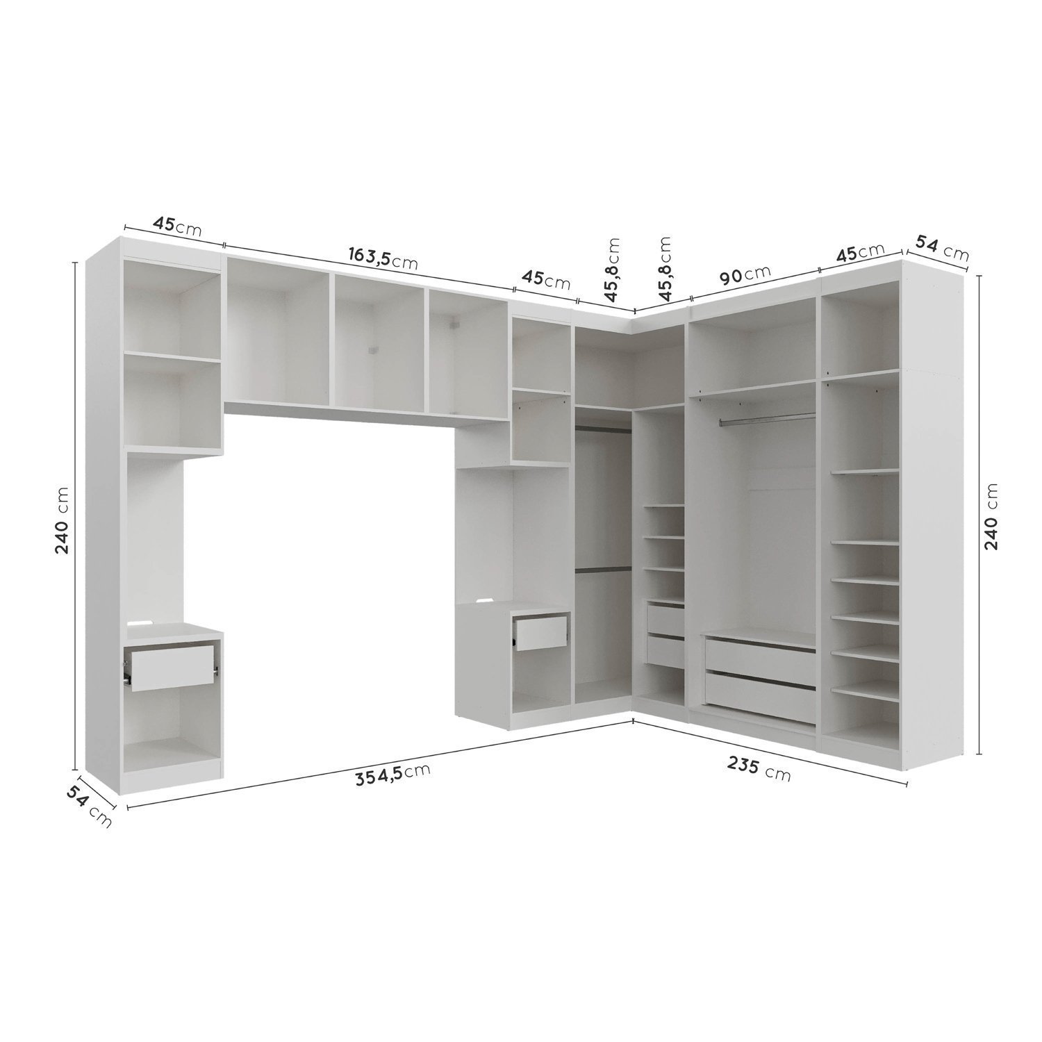 Guarda Roupa Modulado de Casal com Espelho 12 Portas 6 Peças e 2 Mesas de Cabeceira Hera CabeCasa MadeiraMadeira - 5