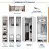 Guarda Roupa Modulado de Casal 12 Portas 6 Peças Espelho 2 Cabeceiras Hera CabeCasa MadeiraOriginals - 3