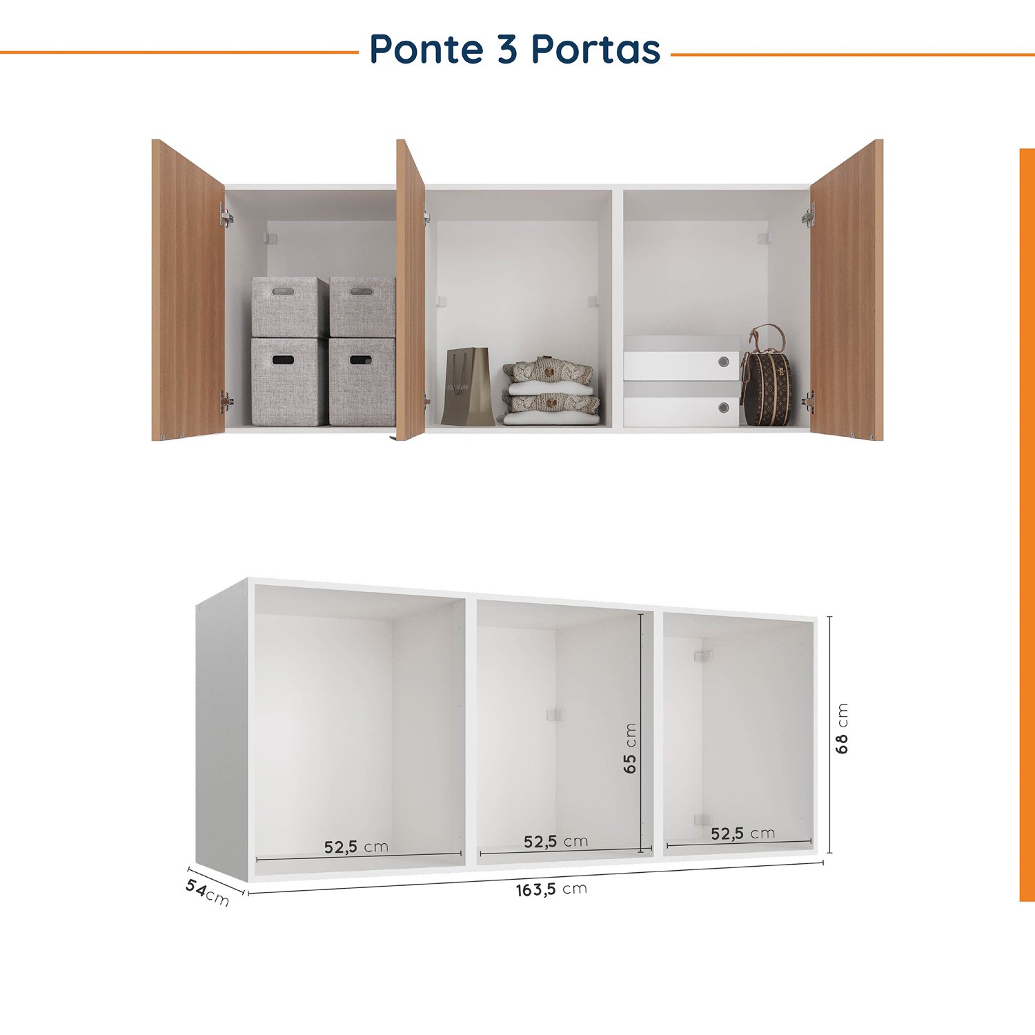 Guarda Roupa Modulado de Casal com Espelho 12 Portas 6 Peças e 2 Mesas de Cabeceira Hera CabeCasa MadeiraMadeira - 15