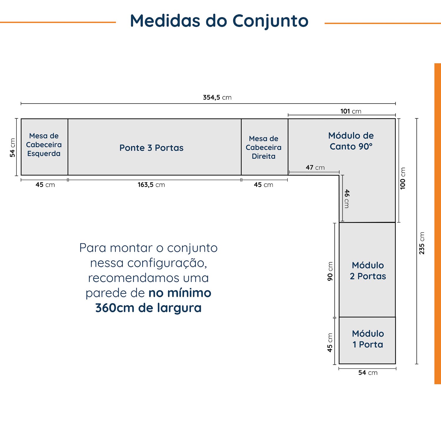 Guarda Roupa Modulado de Casal com Espelho 12 Portas 6 Peças e 2 Mesas de Cabeceira Hera CabeCasa MadeiraMadeira - 4