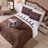 Kit Edredom Solteiro Country com Almofadas Estampadas 05 Peças - Dupla Face Percal 300 Fios - 4