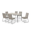 Ver imagem 2 de Conjunto Sala de Jantar Mesa Ortenia Tampo Vidro com 6 Cadeiras Dinah New Bege/Cromado