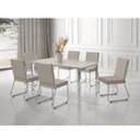 Ver imagem 1 de Conjunto Sala de Jantar Mesa Ortenia Tampo Vidro com 6 Cadeiras Dinah New Bege/Cromado