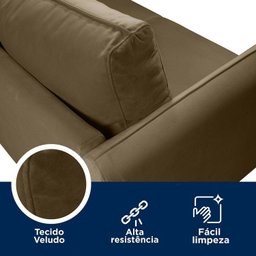 Conjunto Sofá  2 e 3 Lugares em Veludo CabeCasa MadeiraMadeira - 6