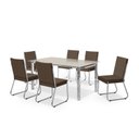 Ver imagem 2 de Conjunto Sala de Jantar Mesa Ortenia Tampo Vidro com 6 Cadeiras Dinah New Marrom/Cromado