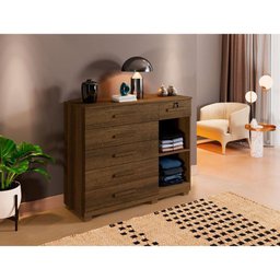 Cômoda Milão com 1 Porta e 6 Gavetas em Mdp Benetil Imbuia - 2