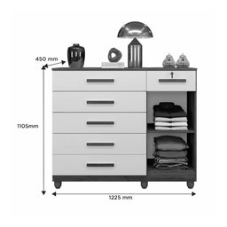 Cômoda Milão com 1 Porta e 6 Gavetas em Mdp Benetil Imbuia - 4