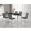 Ver imagem 1 de Conjunto Sala de Jantar Mesa Ortenia Tampo Vidro com 6 Cadeiras Dinah New Cinza/Cromado