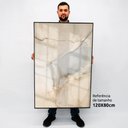 Ver imagem 2 de Quadro Decorativo Caixa Alta com Vidro Abstrato Mármore Branco Perolado TaColado Moldura Branca 120