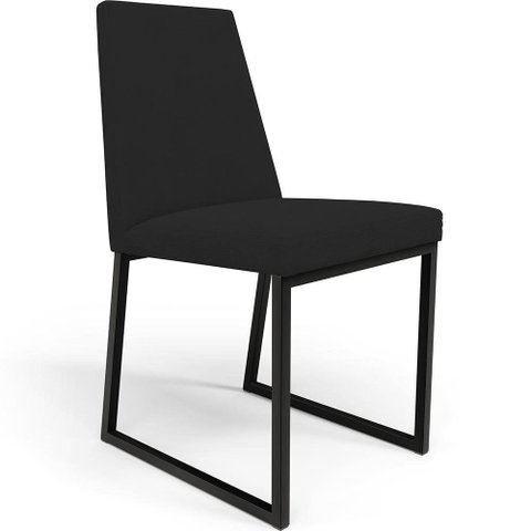 Cadeira para Sala de Jantar Base Aço Industrial Preto Dafne L02 Suede Preto - Lyam Decor