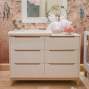 Ver imagem 2 de Berço e Cômoda Infantil Quater Móveis Linha Cozy Branco com Carvalho