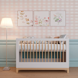 Berço e Cômoda Infantil Quater Móveis Linha Cozy Branco com Carvalho - 8