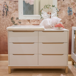 Berço e Cômoda Infantil Quater Móveis Linha Cozy Branco com Carvalho - 5