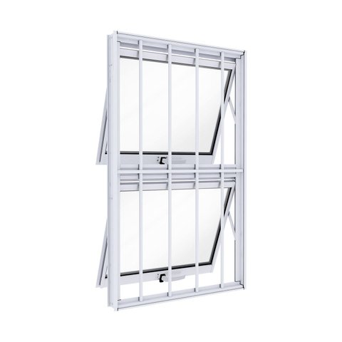 Janela de Alumínio Máximo Ar Duplo Vertical com Grade 100x60cm Lucasa Ideale Branco