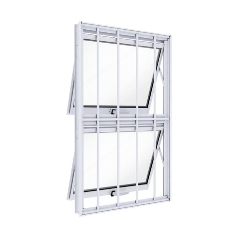 Janela de Alumínio Máximo Ar Duplo Vertical com Grade 100x60cm Lucasa Ideale Branco