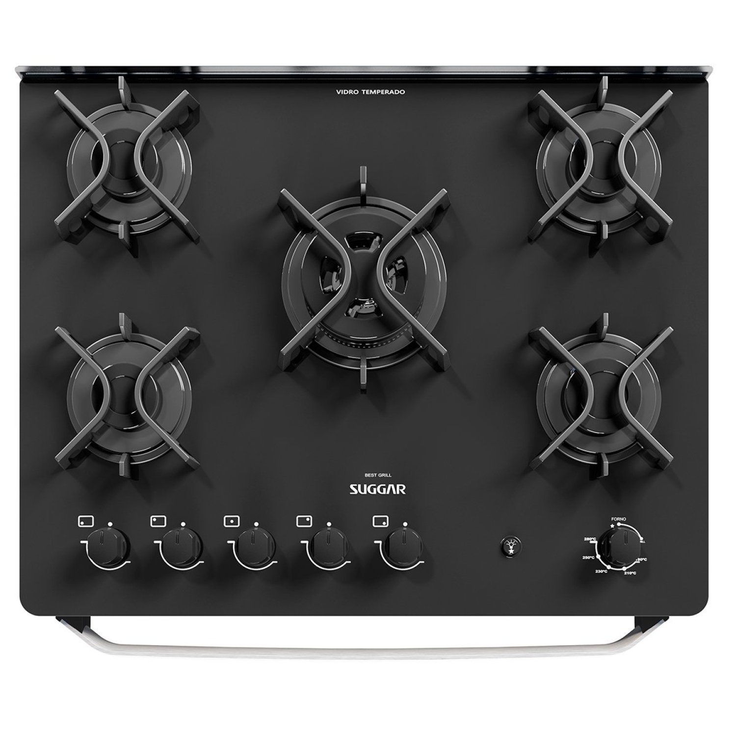 Fogão Mesa de Vidro 5 Queimadores 220V Best Grill Suggar Preto - 5