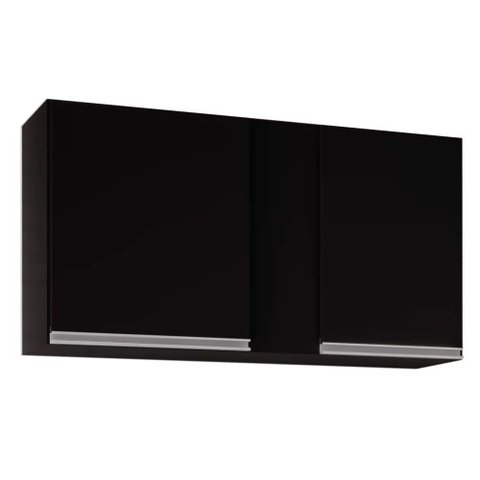 Armário Aéreo de Cozinha Lavanderia 02 Portas Agata 100 cm - D’Rossi Preto