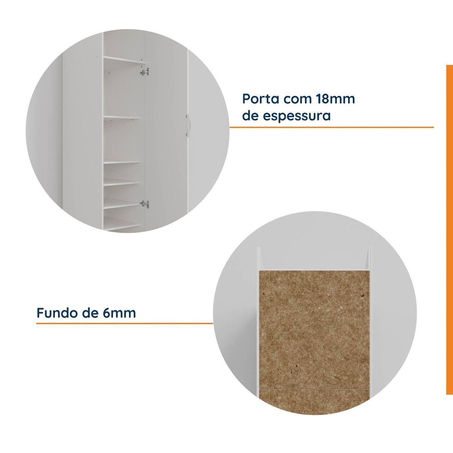 Guarda Roupa Modulado 1 Porta com Espelho 6 Prateleiras Hera CabeCasa MadeiraMadeira - 6