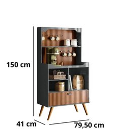 Cantinho do Café Rubi Armário Para Cozinha Cinza Perolizado/Tauari Ripado - 3