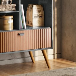 Cantinho do Café Rubi Armário Para Cozinha Cinza Perolizado/Tauari Ripado - 4
