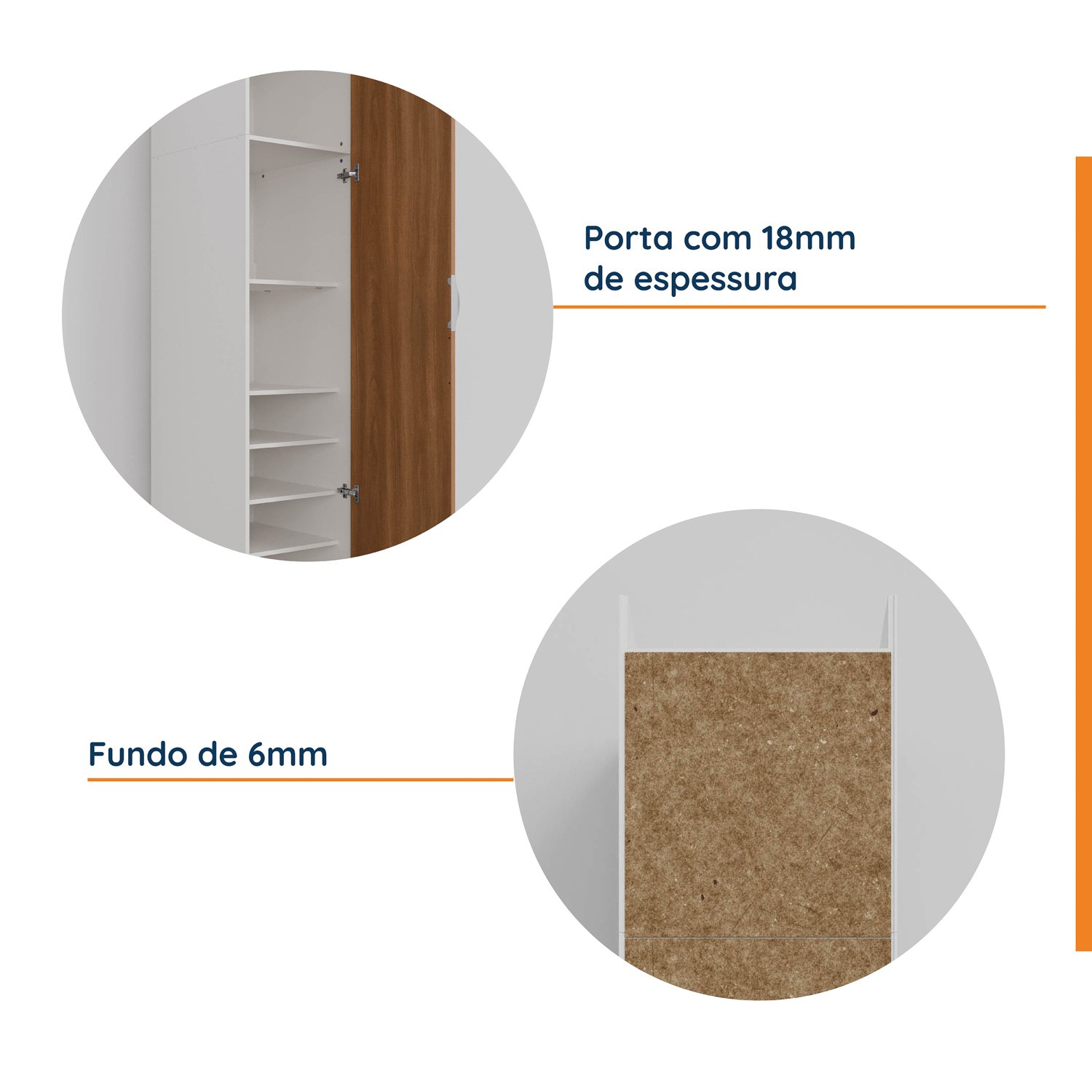 Guarda Roupa Modulado 1 Porta com Espelho 6 Prateleiras Hera CabeCasa MadeiraMadeira - 6