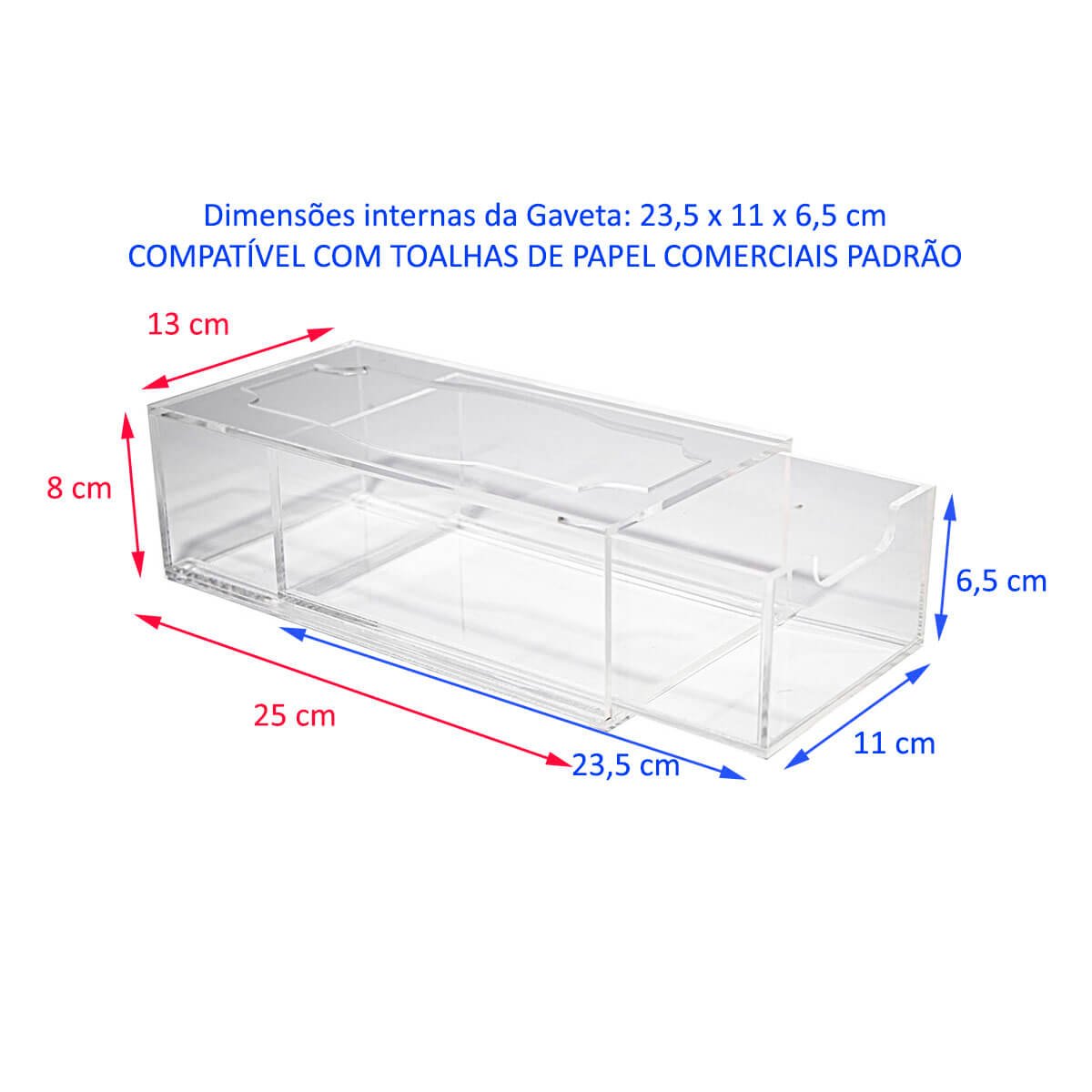 Toalheiro Acrílico Comercial com gaveta para Toalhas de papel Padrão Centauri Acrílicos TC-P - 4