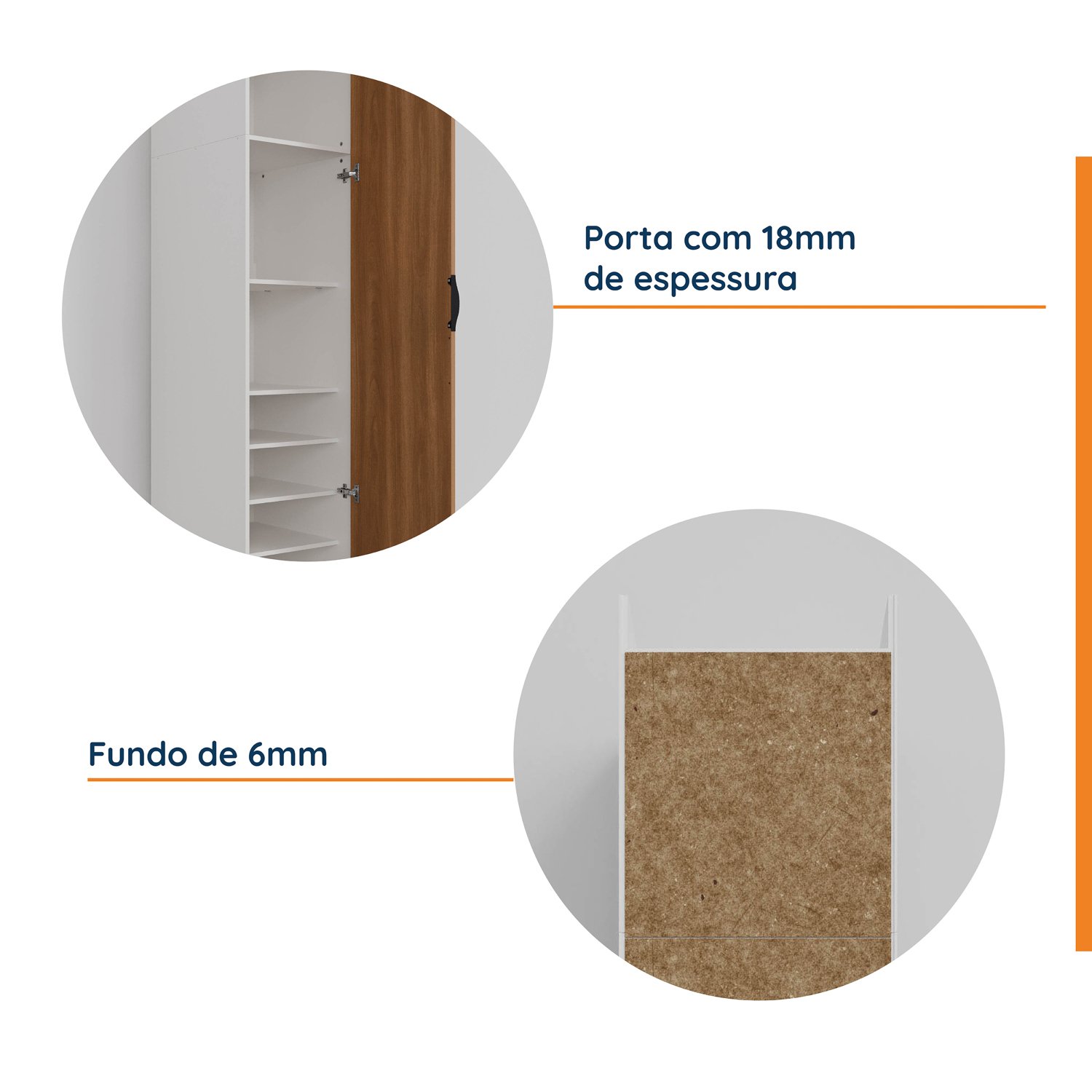 Guarda Roupa Modulado 1 Porta com Espelho 6 Prateleiras Hera CabeCasa MadeiraMadeira - 6