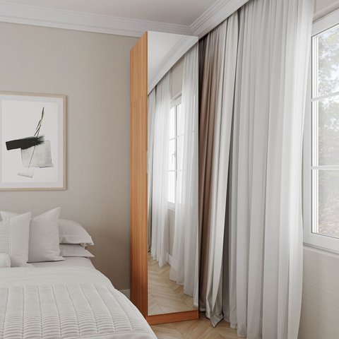 Guarda Roupa Modulado 1 Porta com Espelho 6 Prateleiras Hera CabeCasa MadeiraOriginals