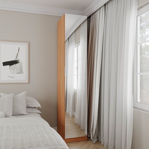 Guarda Roupa Modulado 1 Porta com Espelho 6 Prateleiras Hera CabeCasa MadeiraOriginals