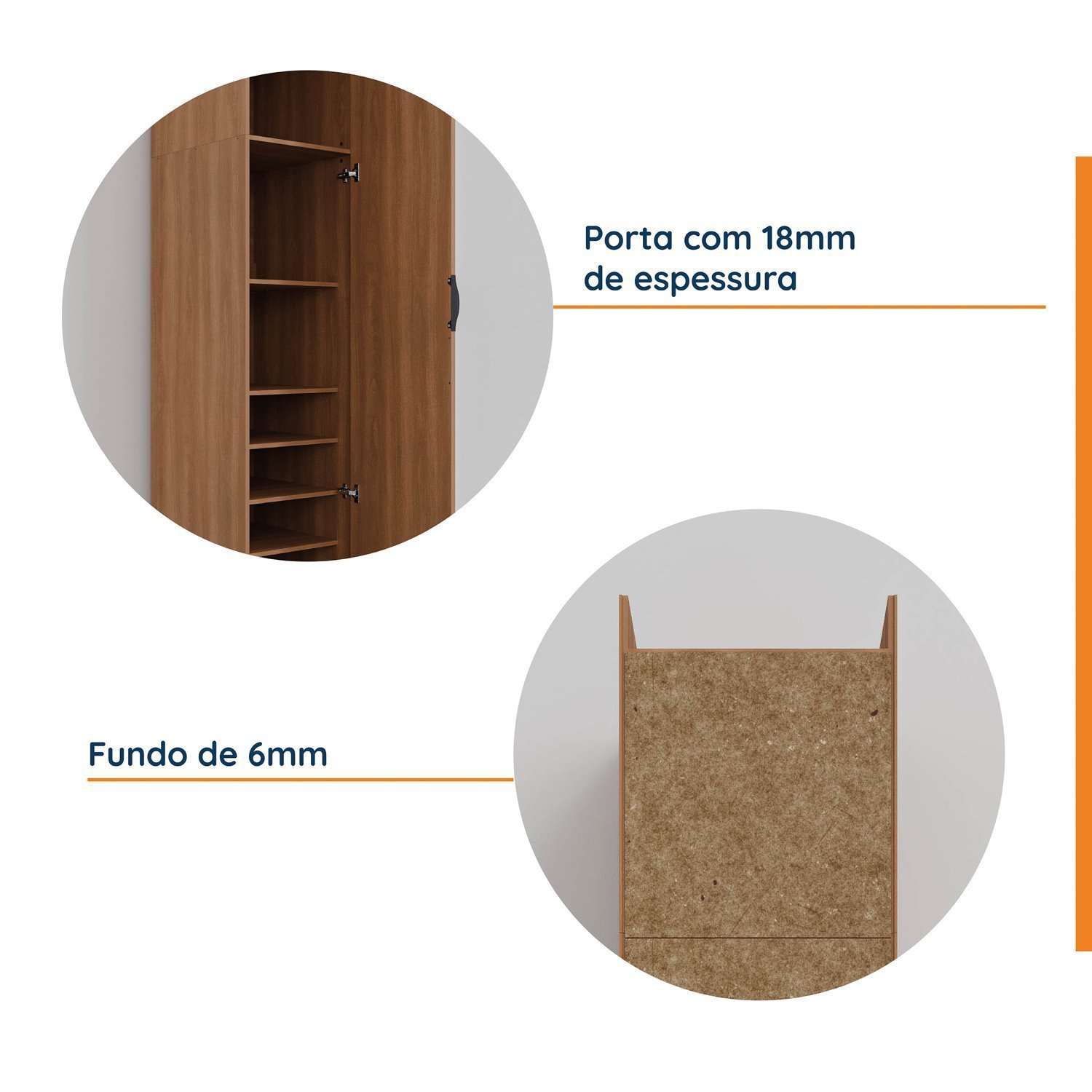 Guarda Roupa Modulado 1 Porta com Espelho 6 Prateleiras Hera CabeCasa MadeiraMadeira - 6