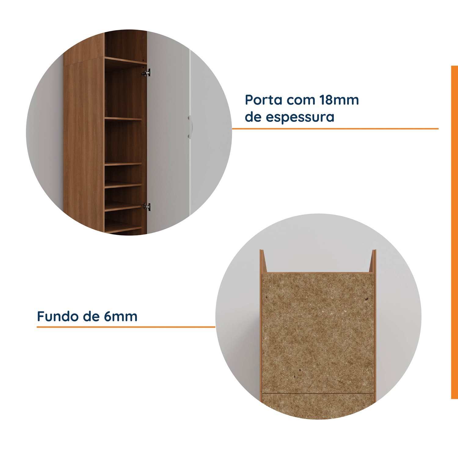 Guarda Roupa Modulado 1 Porta com Espelho 6 Prateleiras Hera CabeCasa MadeiraMadeira - 6