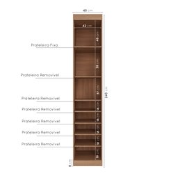 Guarda Roupa Modulado 1 Porta com Espelho 6 Prateleiras Hera CabeCasa MadeiraMadeira - 4