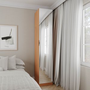 Guarda Roupa Modulado 1 Porta com Espelho 6 Prateleiras Hera CabeCasa MadeiraMadeira